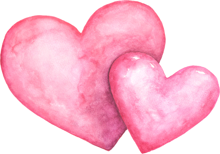 Pink Couple Hearts Watercolor